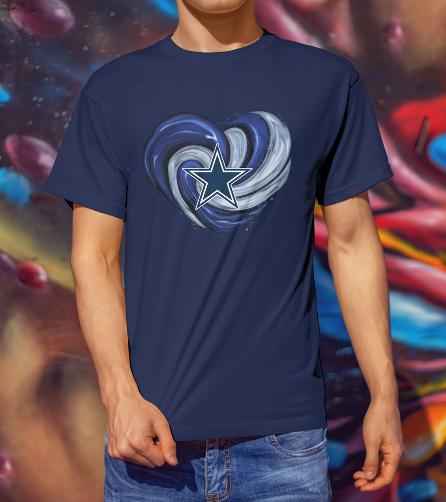 Dallas Cowboys Heart Swirl With Star T-Shirt