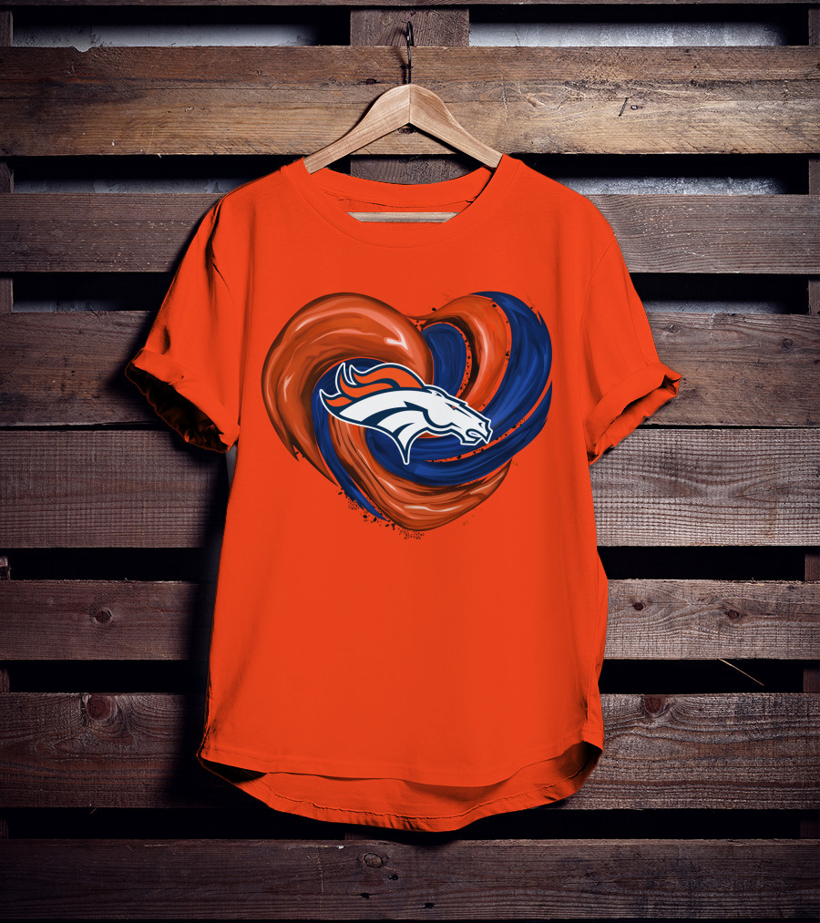 Denver Broncos Heart Logo Swirl T-Shirt