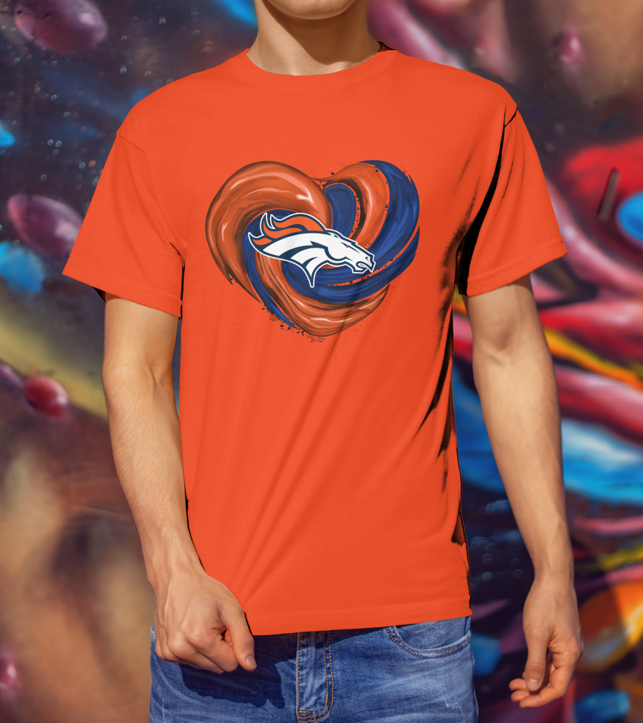 Denver Broncos Heart Logo Swirl T-Shirt