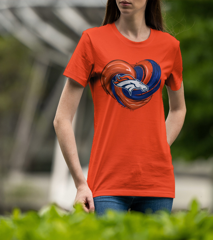 Denver Broncos Heart Logo Swirl T-Shirt