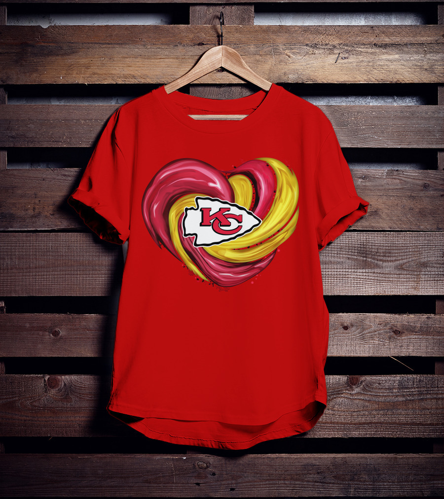 Kansas City Chiefs Heart KC Tornado Colors T-Shirt