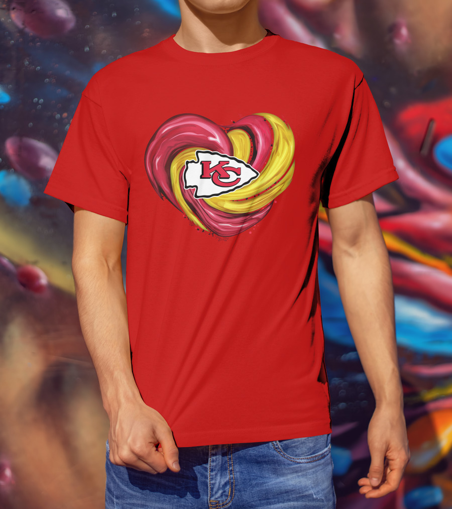 Kansas City Chiefs Heart KC Tornado Colors T-Shirt