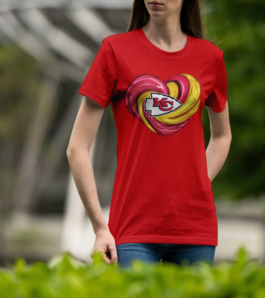 Kansas City Chiefs Heart KC Tornado Colors T-Shirt