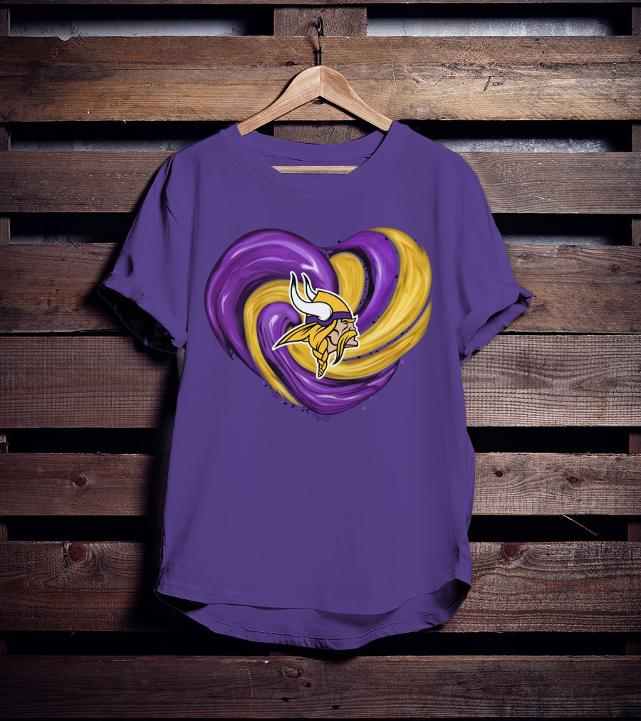 Minnesota Vikings Heart Swirl Viking Helmet T-Shirt