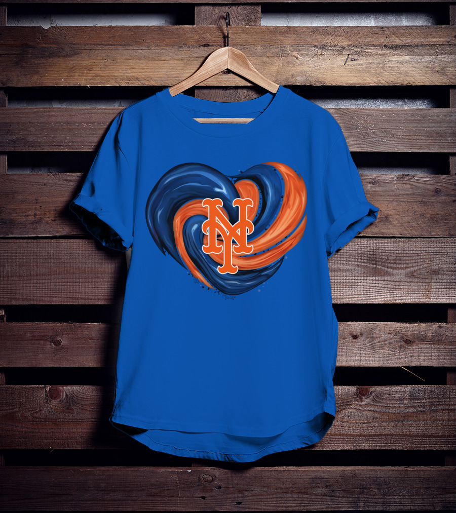 New York Mets Heart Swirl Icon Emblem T-Shirt