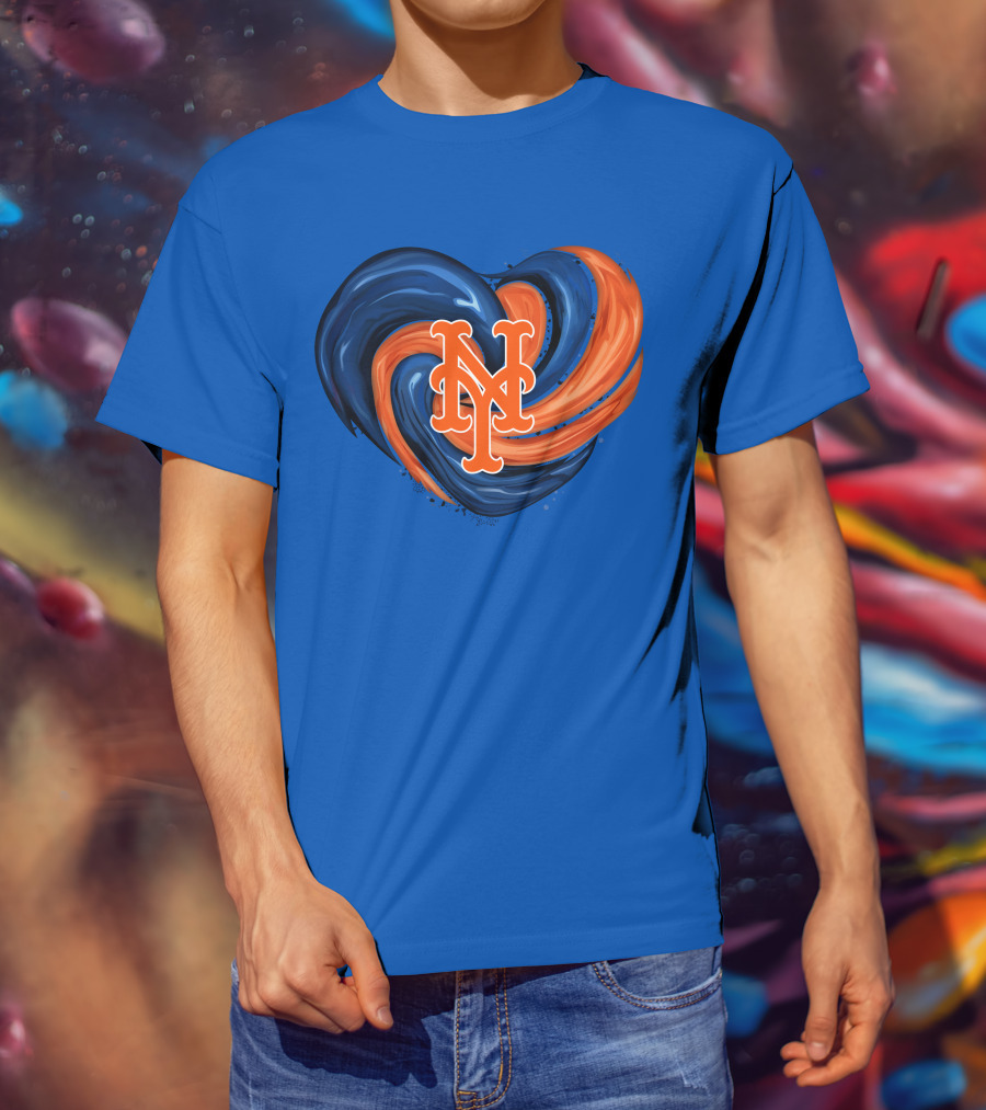 New York Mets Heart Swirl Icon Emblem T-Shirt
