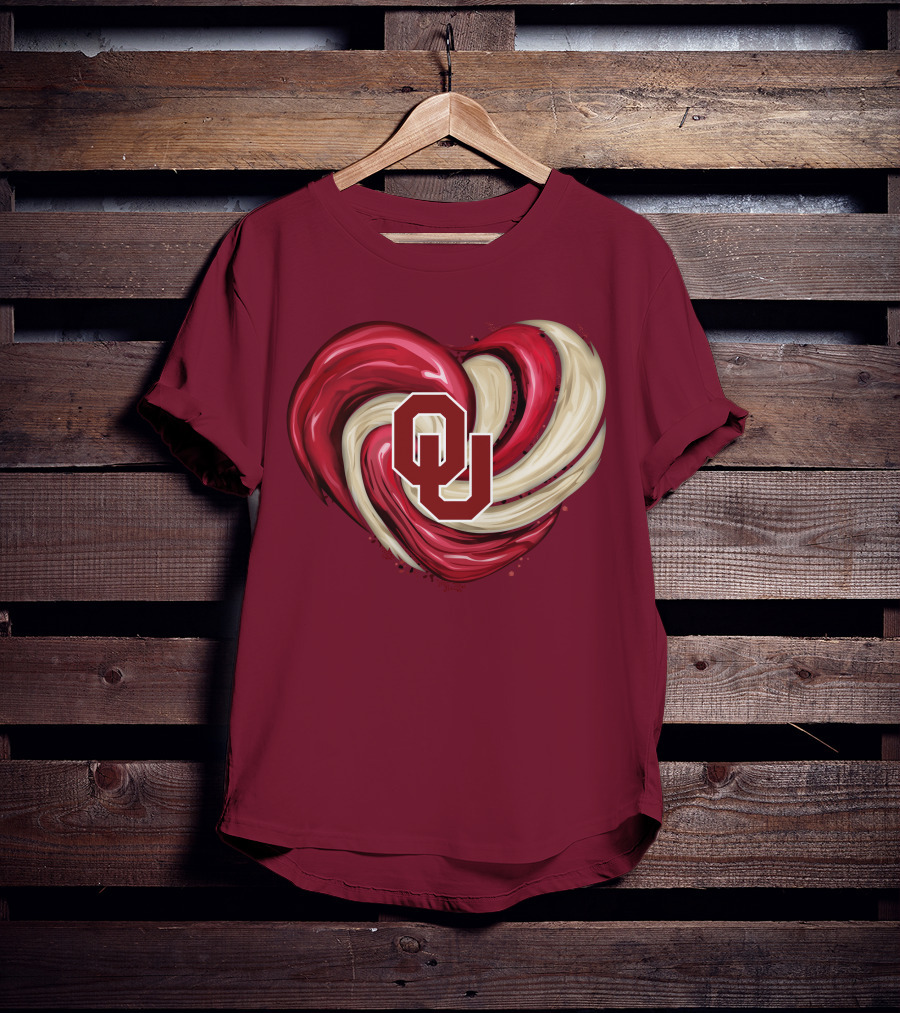 OU Red Gold Heart Tornado T-Shirt