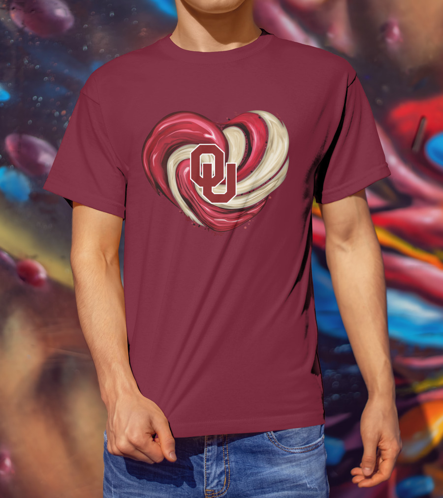OU Red Gold Heart Tornado T-Shirt