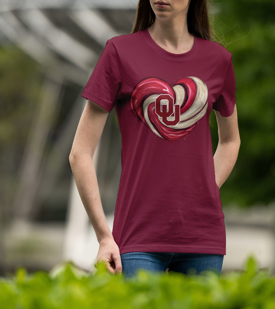 OU Red Gold Heart Tornado T-Shirt