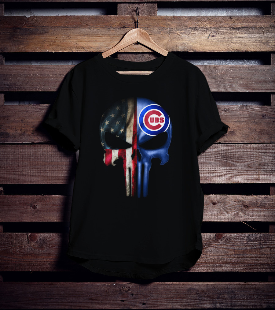 The Punisher Skull American Flag Chicago Cubs T-Shirt