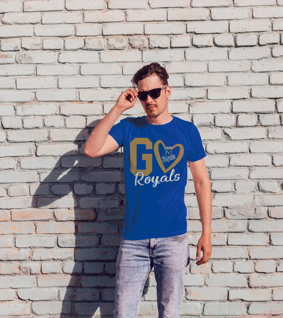 Go Royals KC Heart Crown Logo Royals T-Shirt
