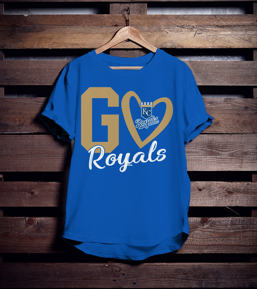 Go Royals KC Heart Crown Logo Royals T-Shirt