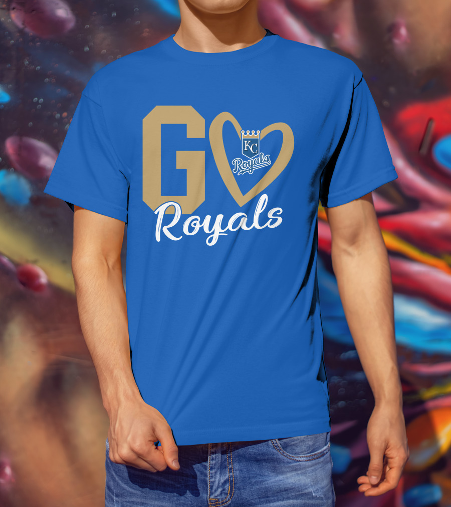 Go Royals KC Heart Crown Logo Royals T-Shirt