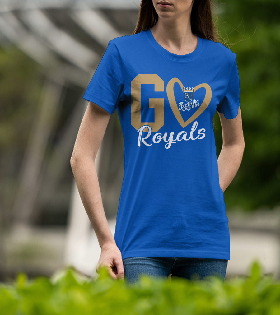 Go Royals KC Heart Crown Logo Royals T-Shirt