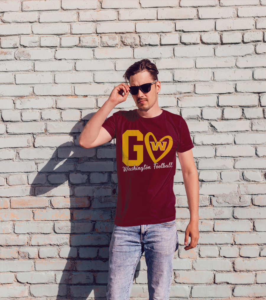 Go W Washington Football Team Heart T-Shirt