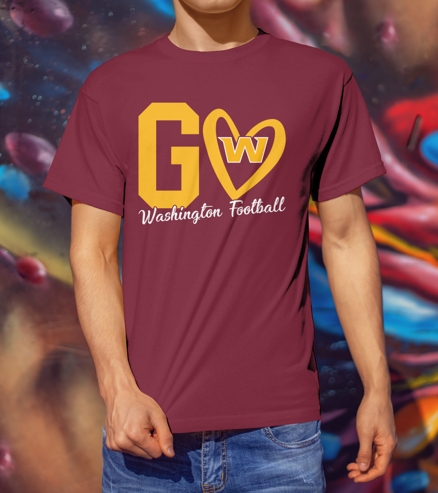 Go W Washington Football Team Heart T-Shirt
