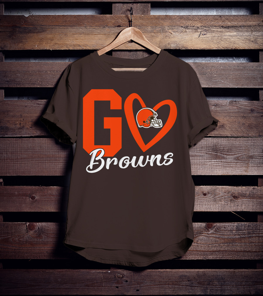 GO Heart Browns Football Helmet T-Shirt