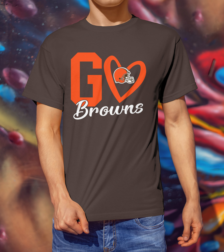 GO Heart Browns Football Helmet T-Shirt