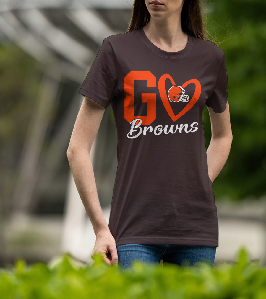 GO Heart Browns Football Helmet T-Shirt