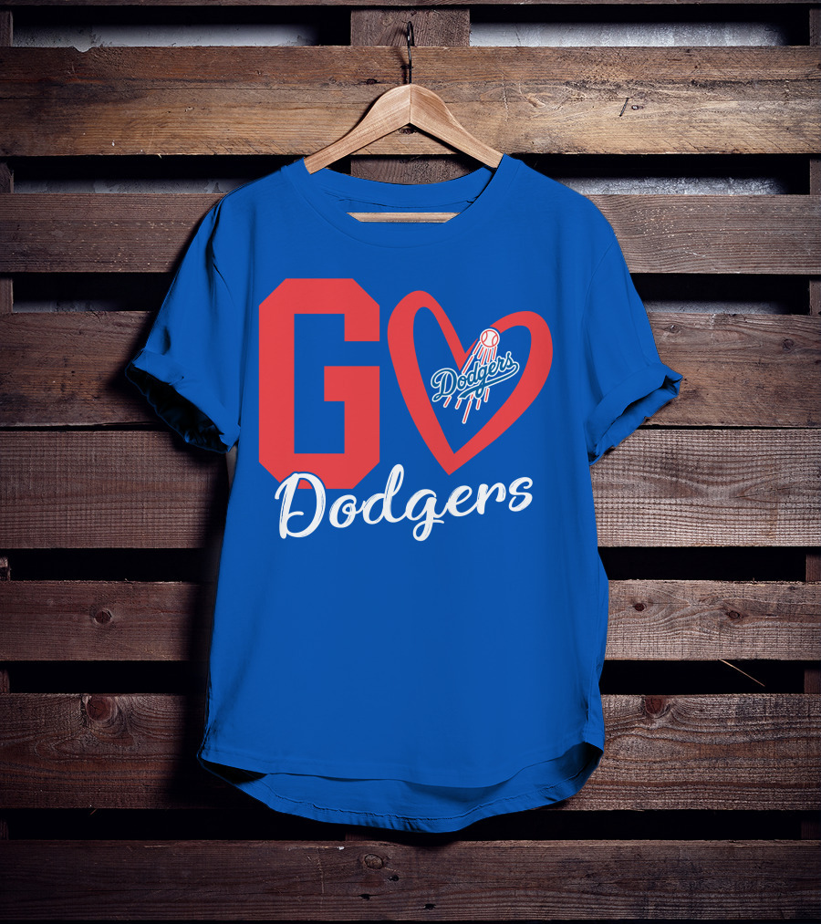 Go Dodgers Heart Logo Baseball Dodgers T-Shirt