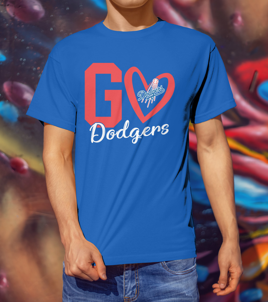Go Dodgers Heart Logo Baseball Dodgers T-Shirt