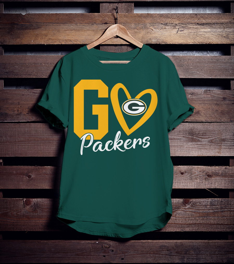 Go Packers Heart Logo Green Bay Enthusiasm T-Shirt