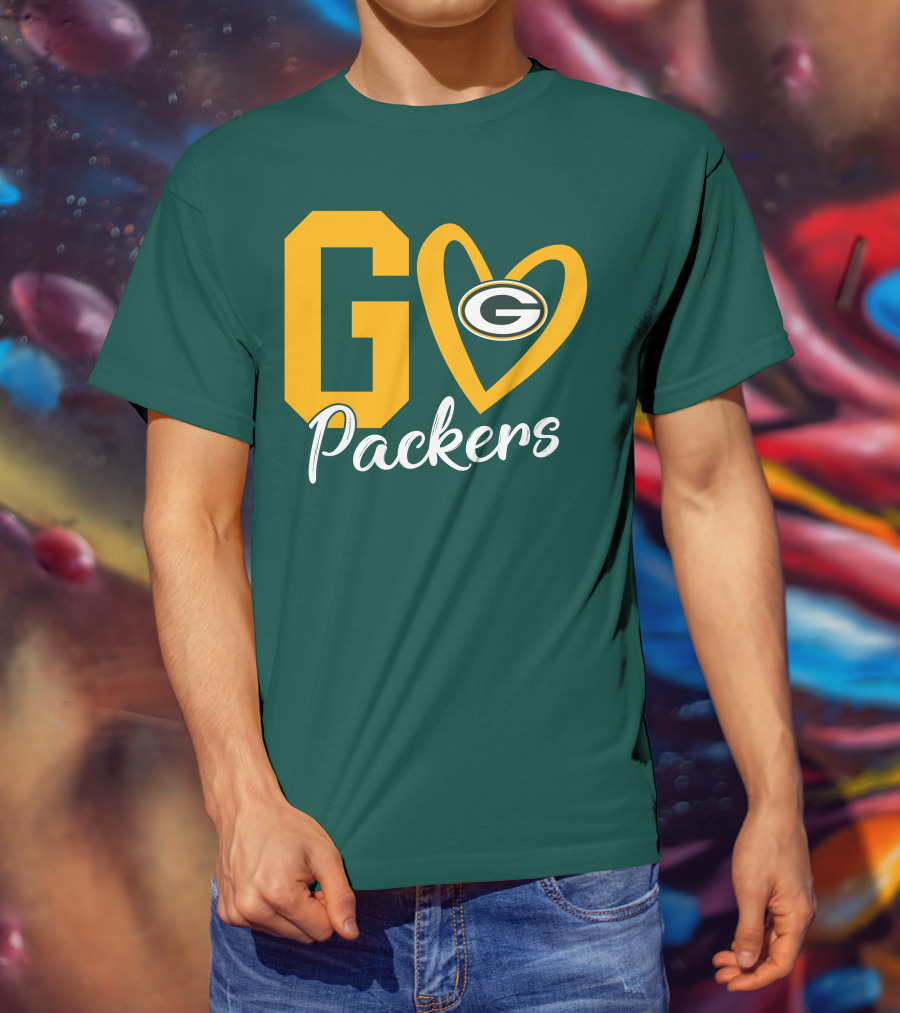 Go Packers Heart Logo Green Bay Enthusiasm T-Shirt