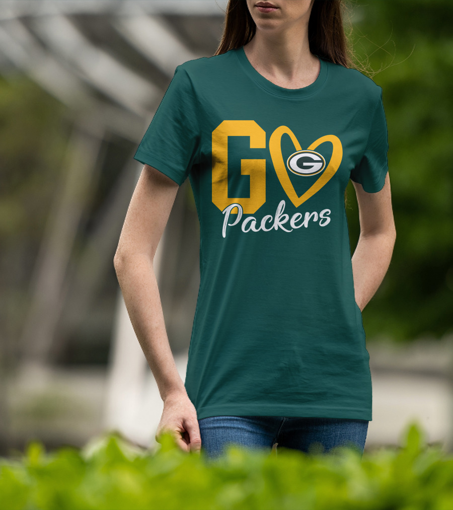 Go Packers Heart Logo Green Bay Enthusiasm T-Shirt