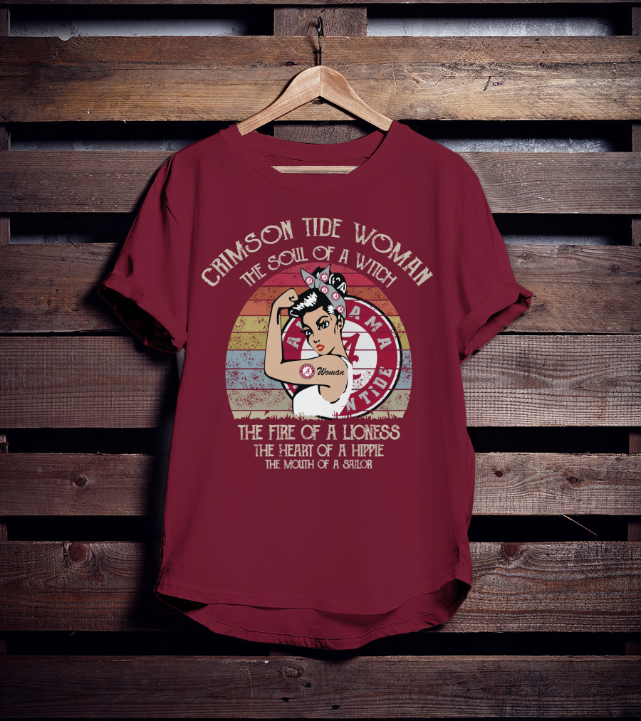 Crimson Tide Woman The Soul Of A Witch The Fire Of A Lioness The Heart Of A Hippie The Mouth Of A Sailor T-Shirt
