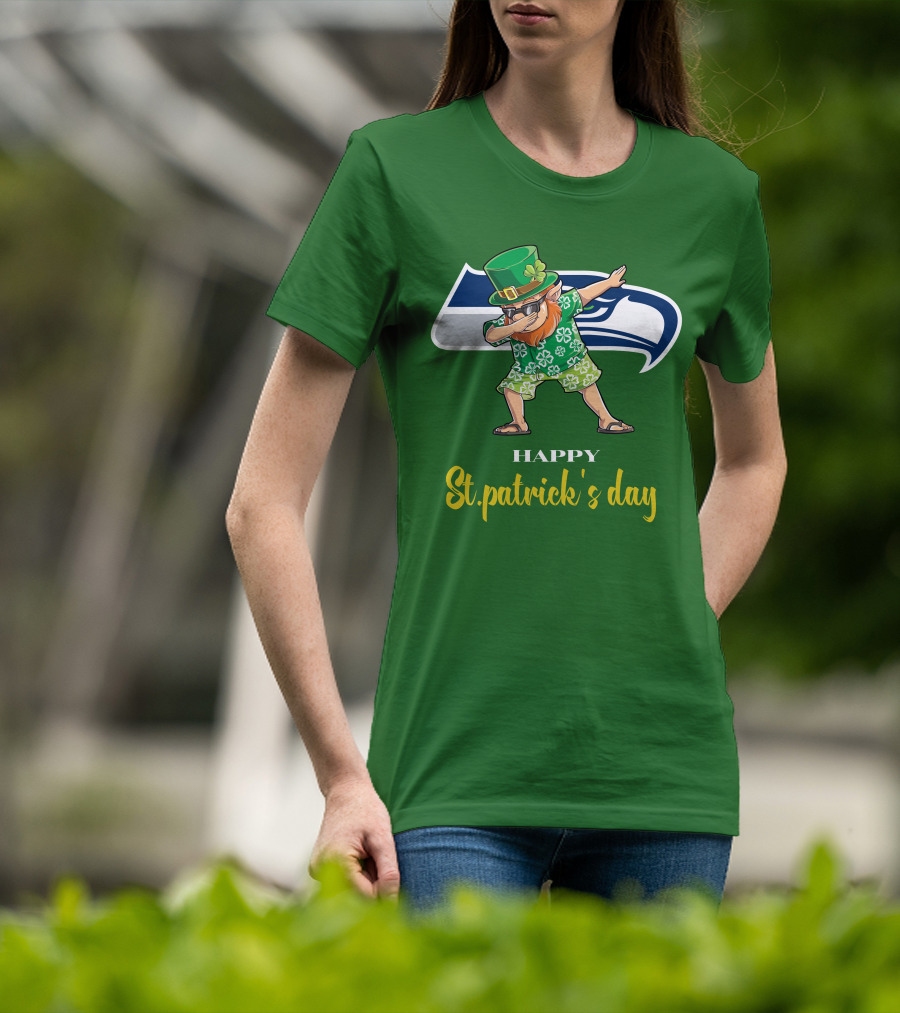 Seattle Seahawks Happy St. Patrick's Day Dabbing Leprechaun T-Shirt