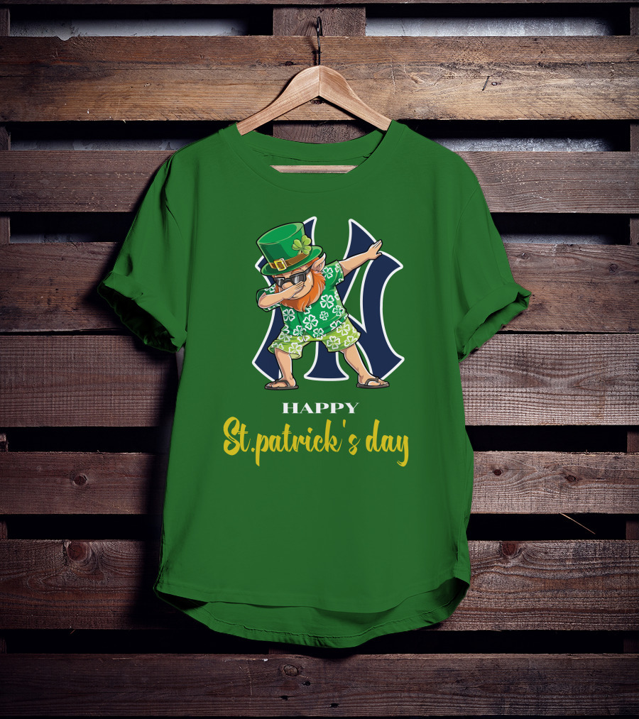 Happy St. Patrick's Day New York Yankees Dabbing Leprechaun T-Shirt