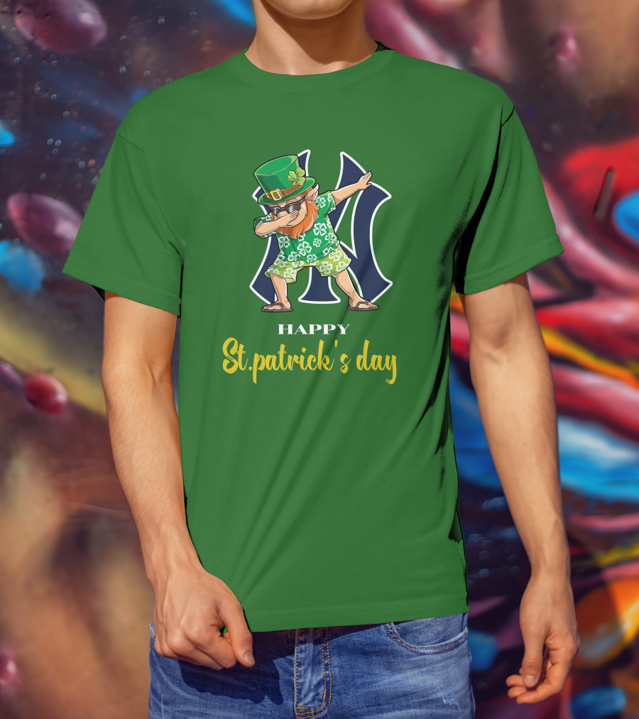 Happy St. Patrick's Day New York Yankees Dabbing Leprechaun T-Shirt
