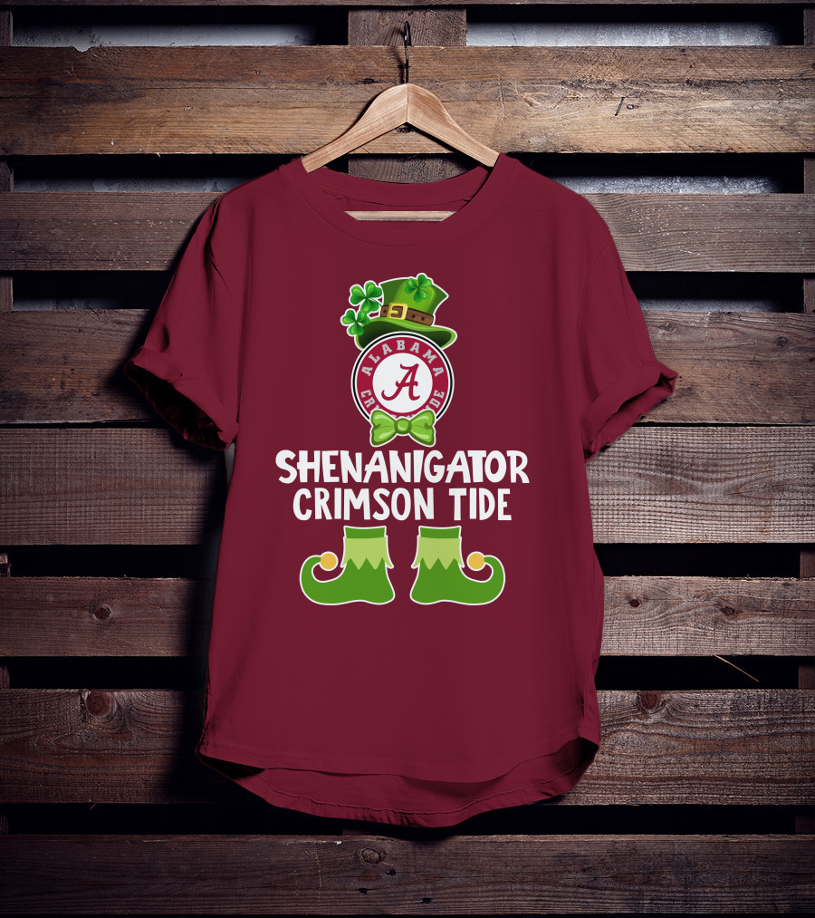 Shenanigator Alabama Crimson Tide St. Patrick's Day Funny Leprechaun T-Shirt