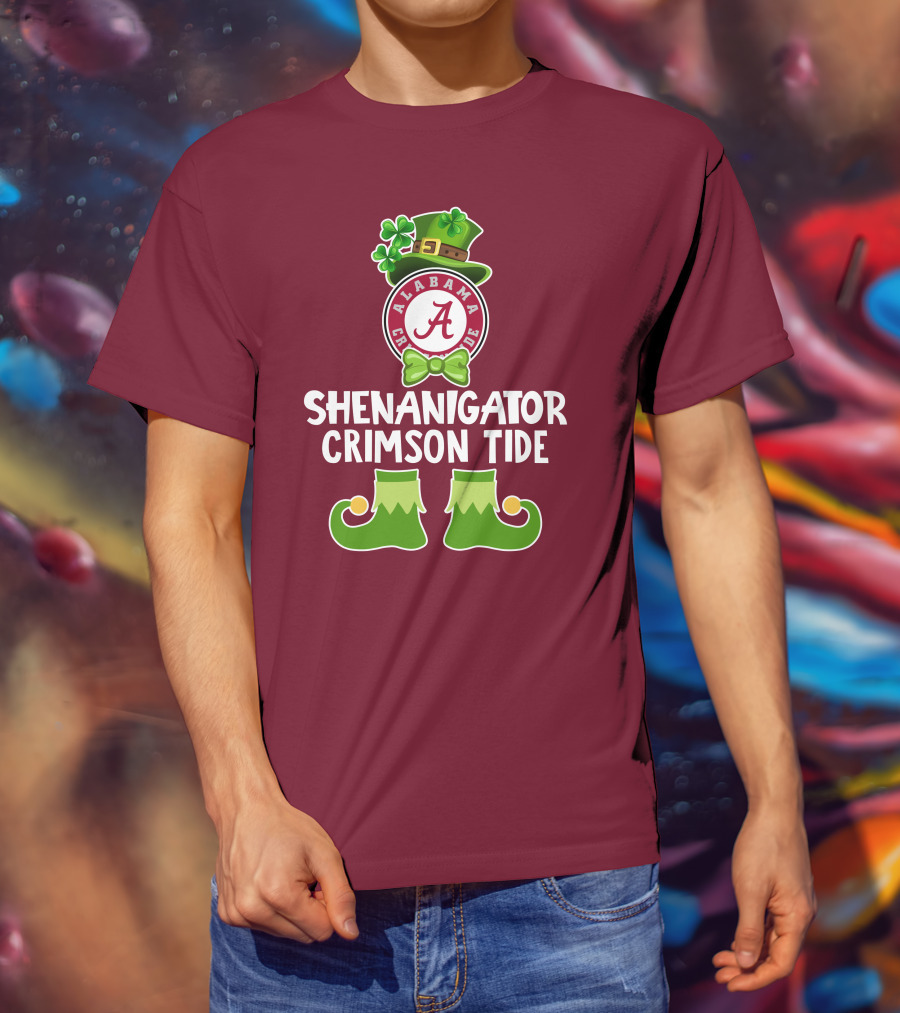 Shenanigator Alabama Crimson Tide St. Patrick's Day Funny Leprechaun T-Shirt