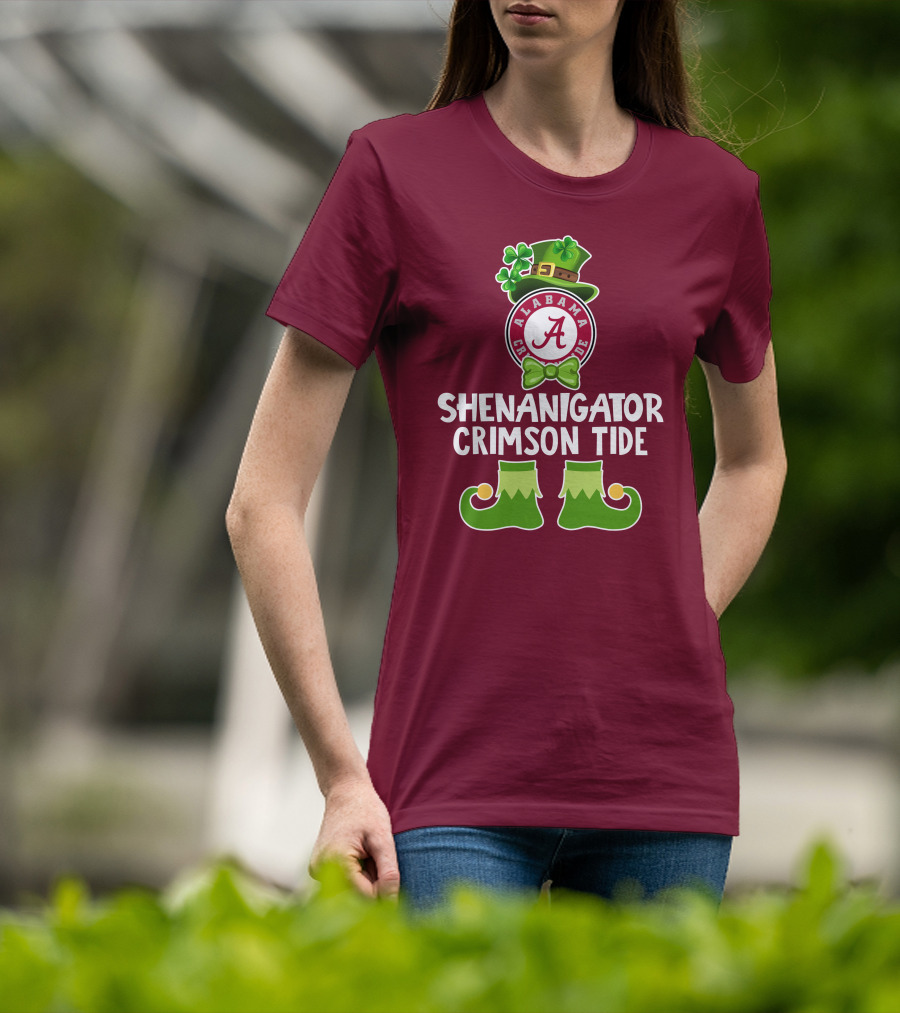 Shenanigator Alabama Crimson Tide St. Patrick's Day Funny Leprechaun T-Shirt
