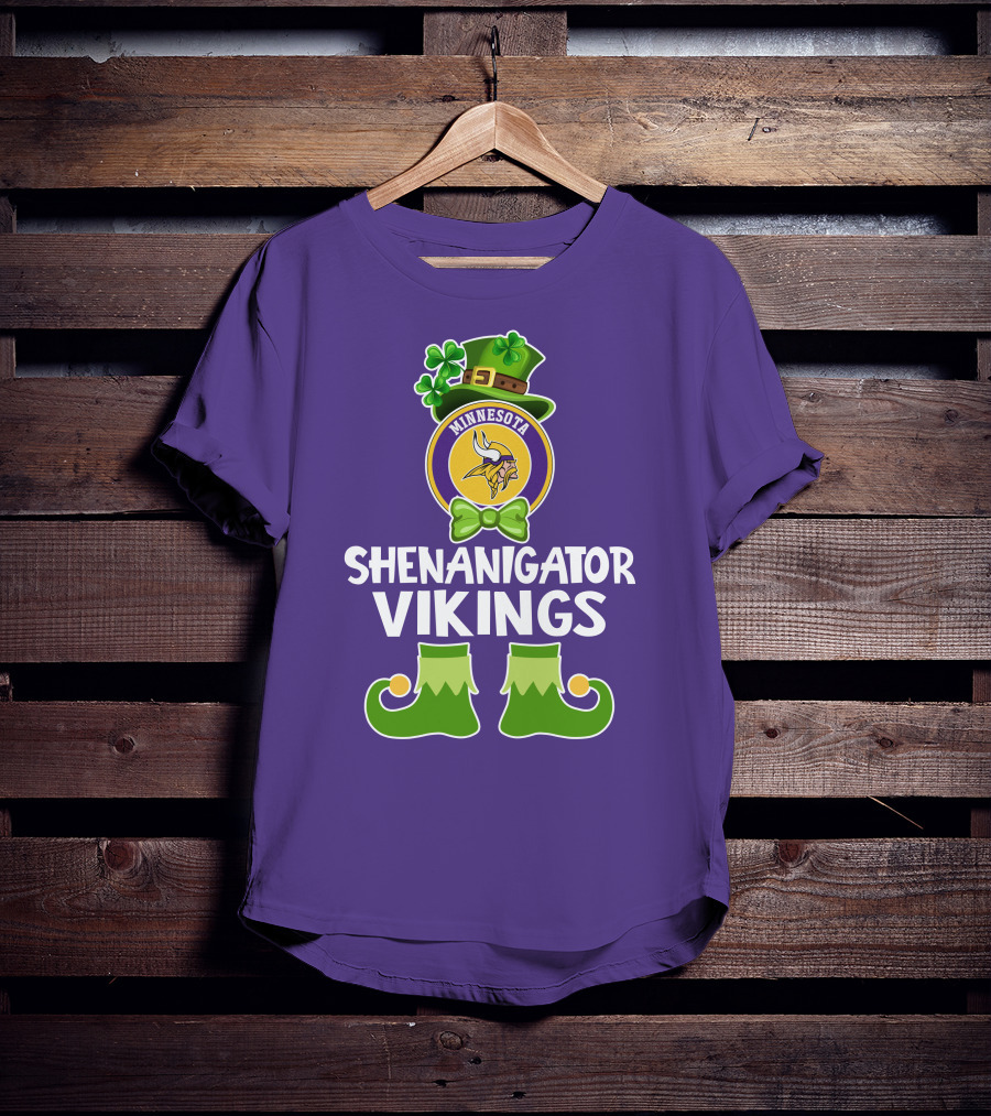Shenanigator Minnesota Vikings St. Patrick's Day Funny Leprechaun T-Shirt