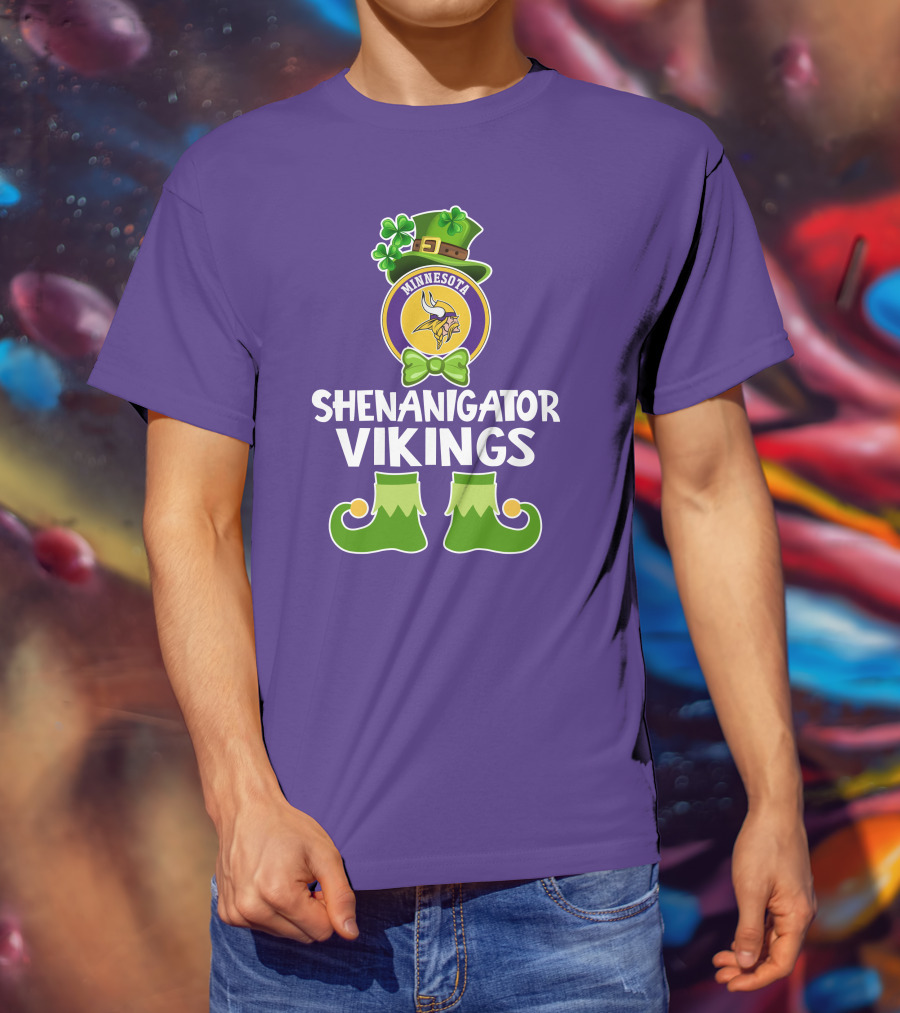 Shenanigator Minnesota Vikings St. Patrick's Day Funny Leprechaun T-Shirt