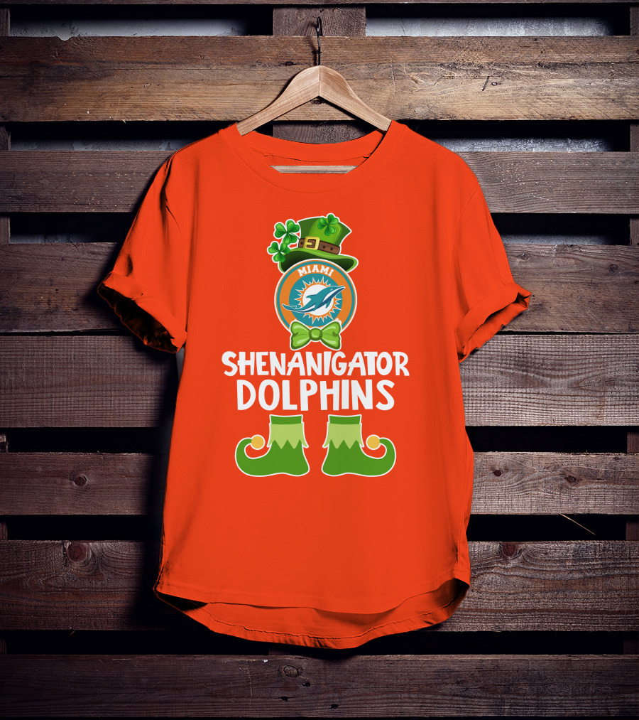 Shenanigator Miami Dolphins St. Patrick's Day Funny Leprechaun T-Shirt