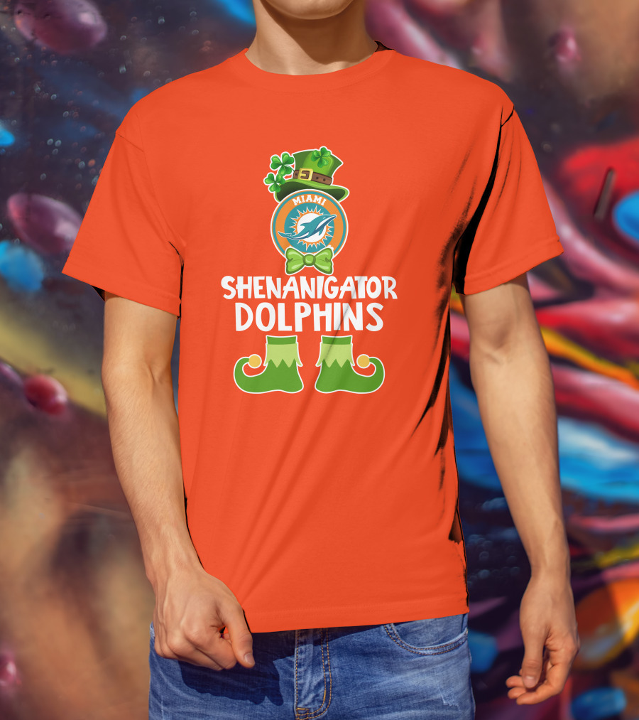 Shenanigator Miami Dolphins St. Patrick's Day Funny Leprechaun T-Shirt