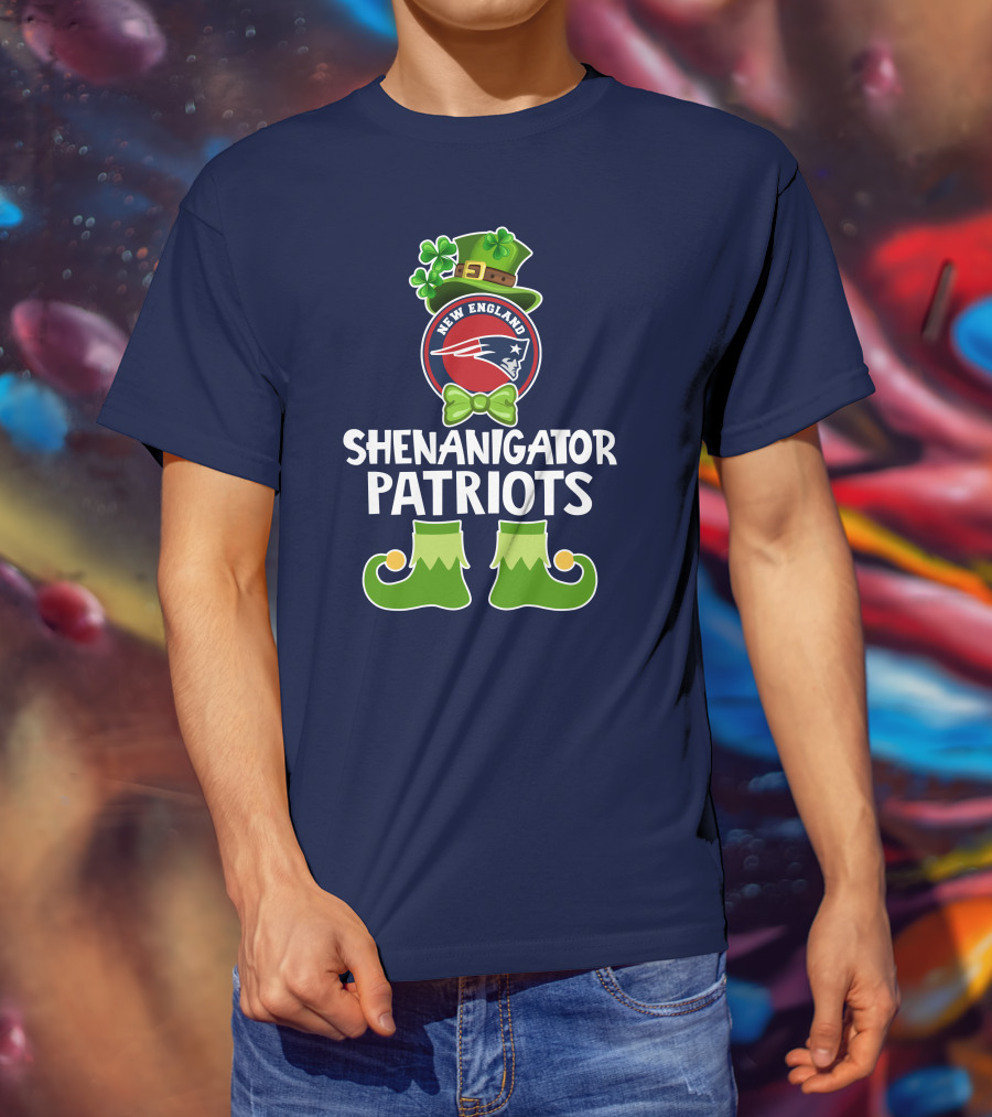 Funny Leprechaun St. Patrick's Day Shenanigator New England Patriots T-Shirt