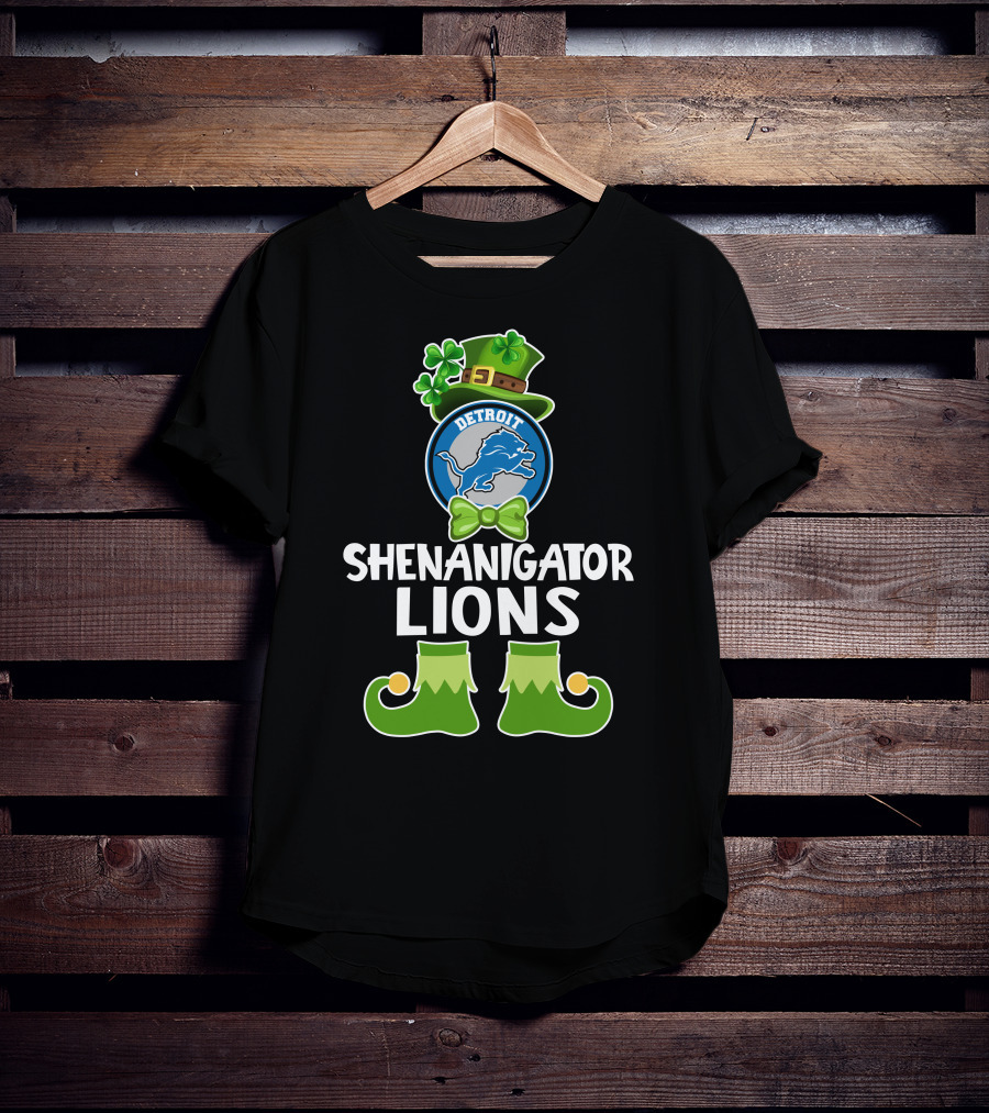 Detroit Shenanigator Leprechaun Lions St. Patrick's Day T-Shirt