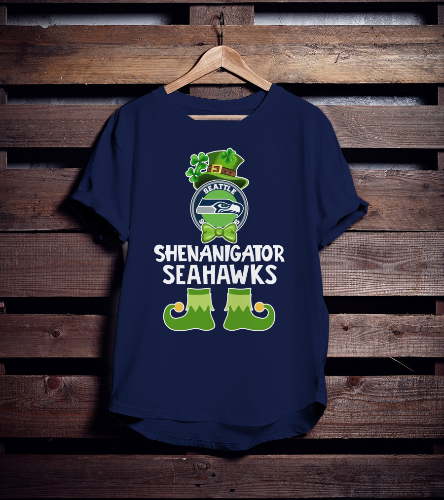 Shenanigator Leprechaun St. Patrick's Day Seattle Seahawks T-Shirt