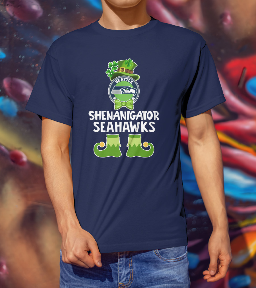 Shenanigator Leprechaun St. Patrick's Day Seattle Seahawks T-Shirt