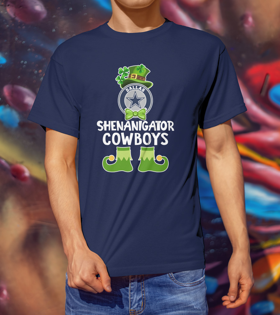 Shenanigator Dallas Cowboys Leprechaun St. Patrick's Day Fun T-Shirt