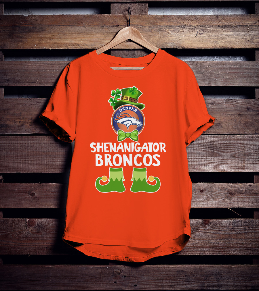 Shenanigator Denver Broncos Funny Leprechaun St. Patrick's Day T-Shirt