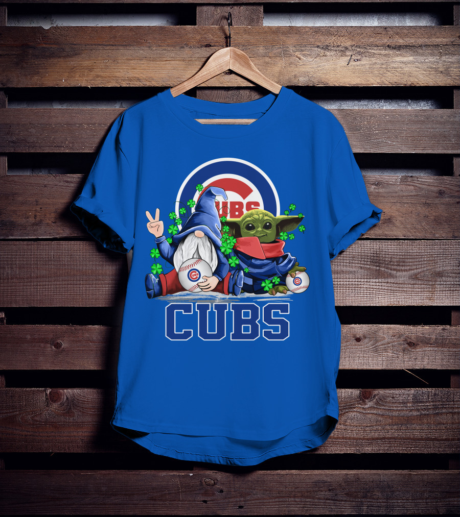 Chicago Cubs Leprechaun Gnome Baby Yoda Baseball Clover T-Shirt