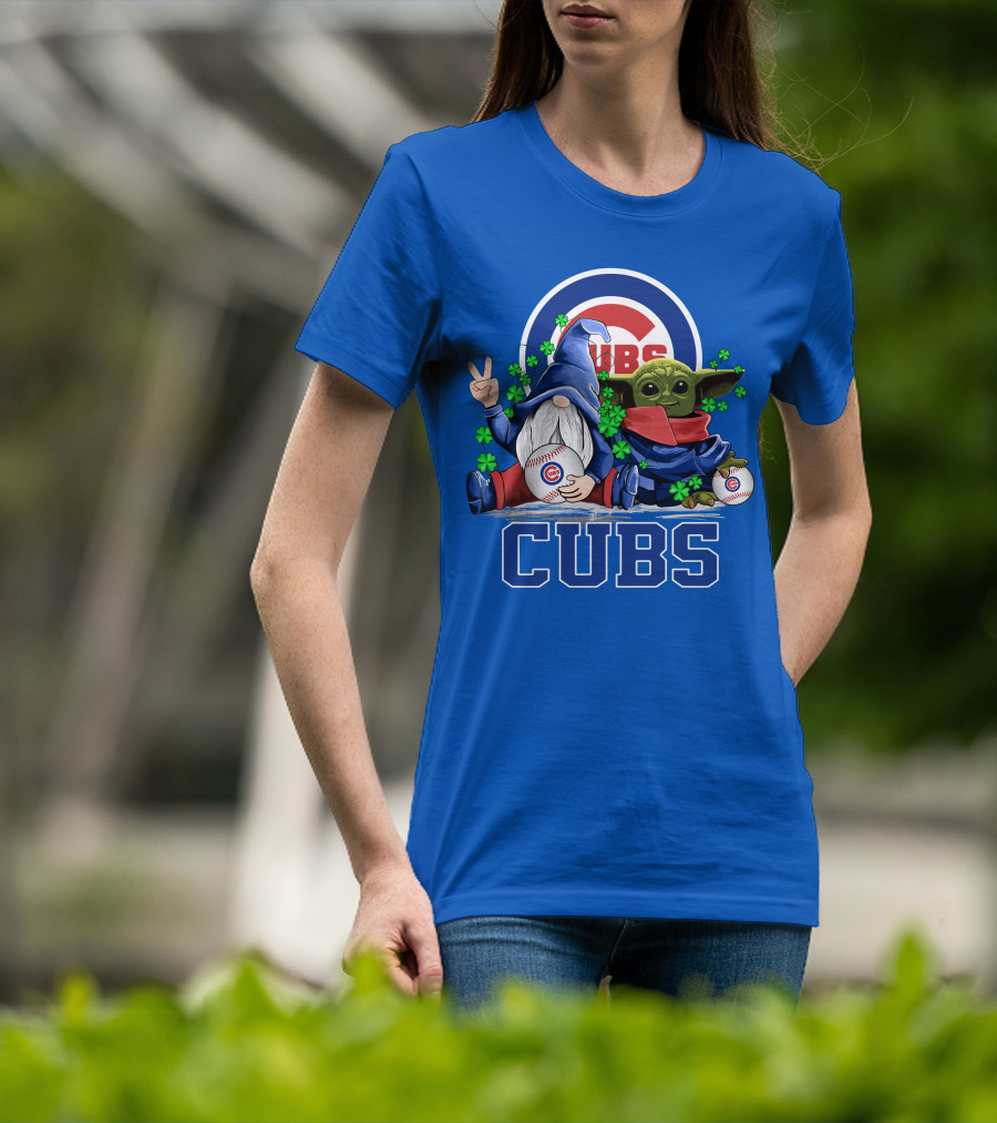 Chicago Cubs Leprechaun Gnome Baby Yoda Baseball Clover T-Shirt