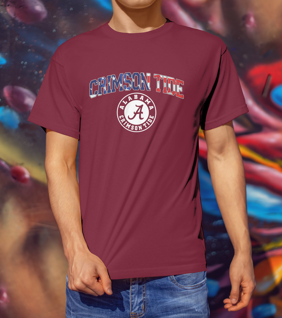 Alabama Crimson Tide American Flag Crimson Tide Circle T-Shirt