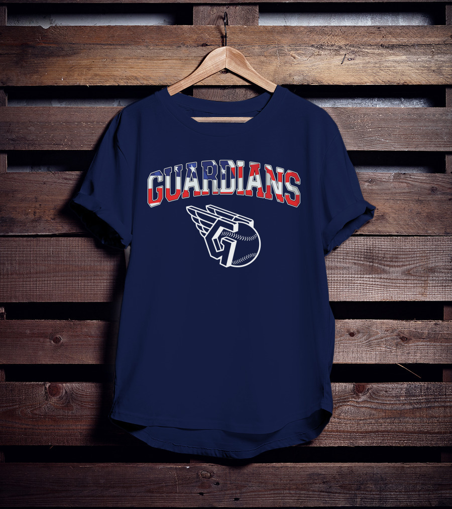 Guardians American Flag Baseball Emblem T-Shirt