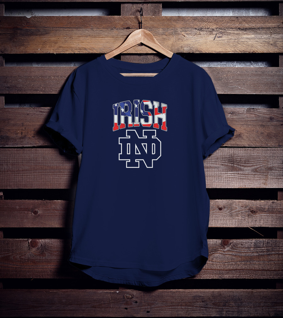 Irish ND American Flag Notre Dame Fighting Irish T-Shirt
